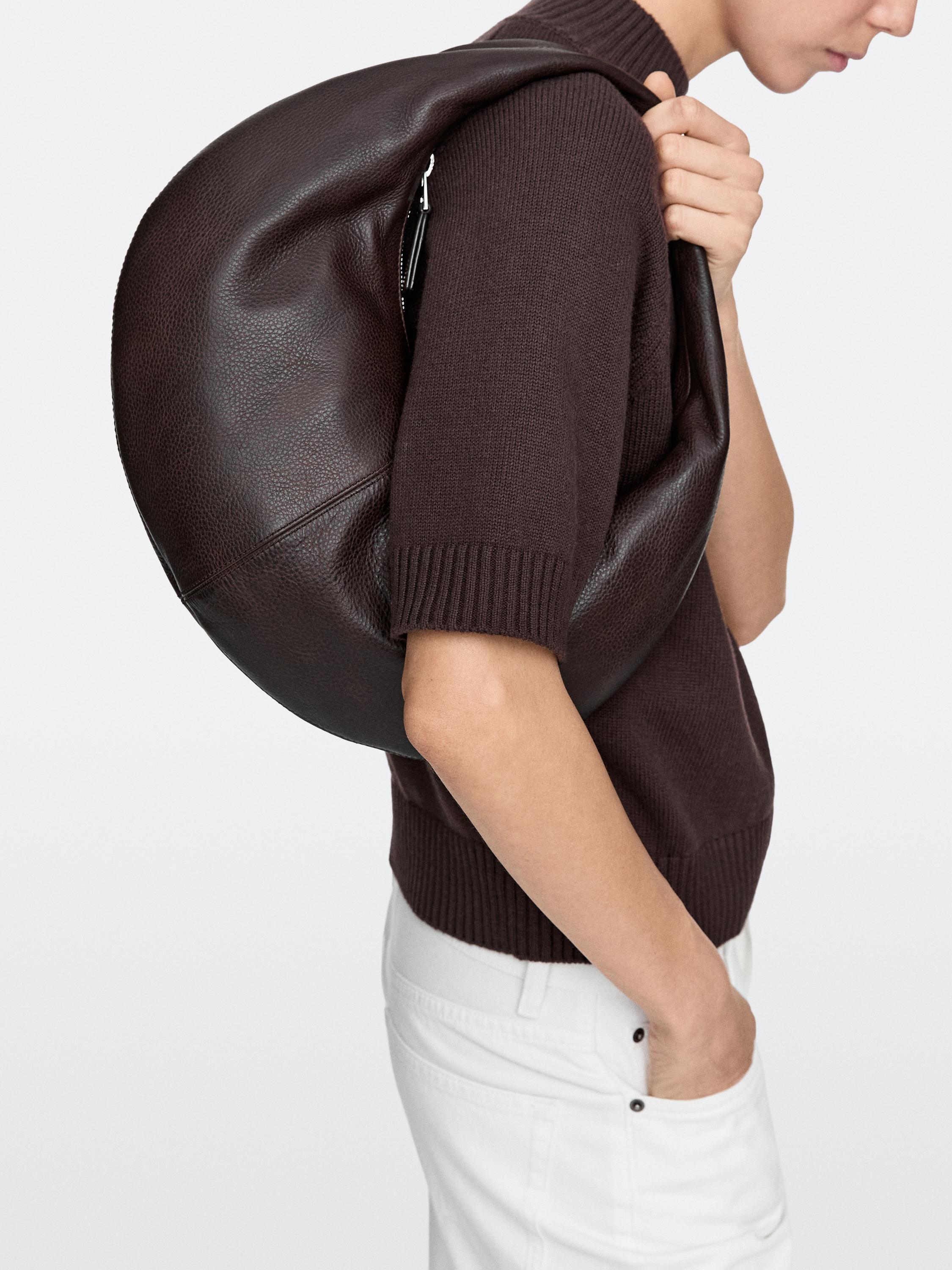 Medium nappa leather half-moon bag